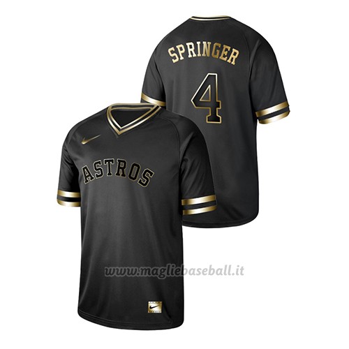 Maglia Baseball Hombre Houston Astros George Springer 2019 Golden Edition Nero